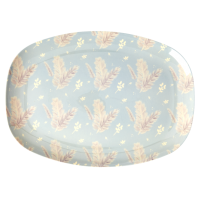 Feather Print Rectangular Melamine Plate Rice DK